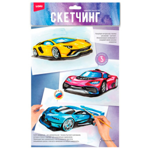 Раскраска cкетчинг акварелью Lori Гоночные машины
