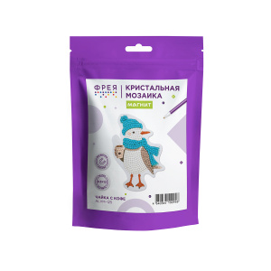Алмазная мозаика магнит Чайка с кофе 8,5 х 12 см ФРЕЯ