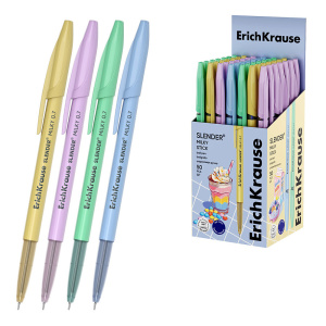 Ручка шариковая 0,7мм синие чернила ErichKrause Slender Stick Milky Super Glide Technology