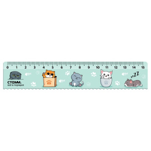 Линейка 15см СТАММ Коты пластиковая с волнистым краем