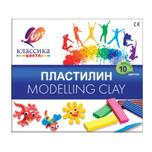 Пластилин 10 цветов Луч Классика