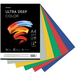 Бумага цветная офисная А4 80г 100л 5цв OfficeSpace Ultra Deep Color