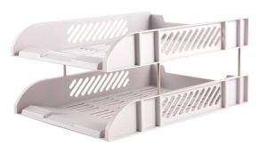 Лоток 2 отдела Deli E9216grey горизонтальный пластиковый на металлических стержнях цвет серый