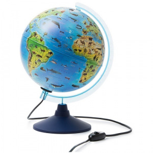 Глобус 25см зоогеографический Globen интерактивный с подсветкой от сети + очки виртуал