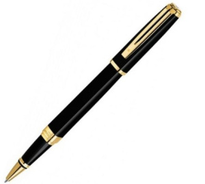 Ручка роллер Waterman Exception Slim Black Night & Day Gold GT черные чернила 