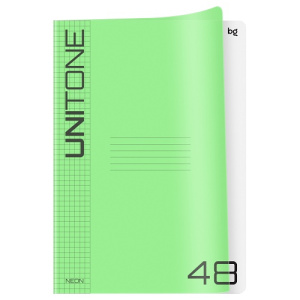 Тетрадь 48л А4 клетка BG UniTone. Neon пластиковая обложка неон салатовый