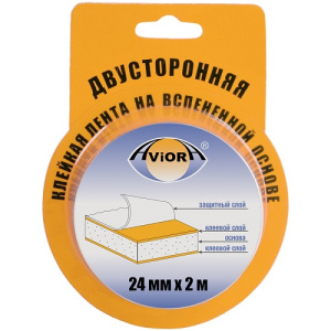 Скотч двухсторонний на вспененной основе Aviora 24ммх2м