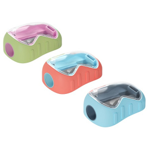 Точилка пластиковая Berlingo Soft 1 отверстие контейнер ассорти