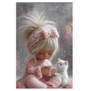 Блокнот А6 40л Девочка с белым котенком