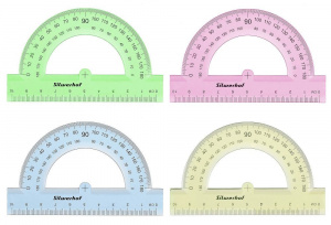 Транспортир 10см 180° неоновый прозрачный СТАММ