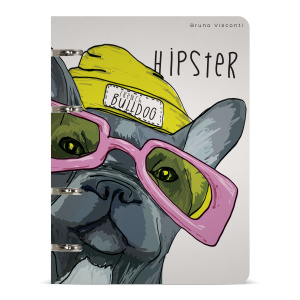 Тетрадь на кольцах А5 80л линия Псы на стиле в пластиковой обложке