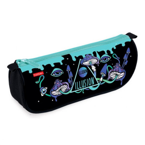 Пенал 1 отделение Hatber 200х95х50мм на молнии мягкий Иллюзия