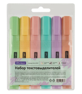 Набор текстовыделителей OfficeSpace 6цв пастельные 1-4мм