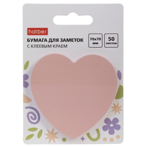 Бумага для заметок 70х70мм 50л Heart с клеевым краем фигурная