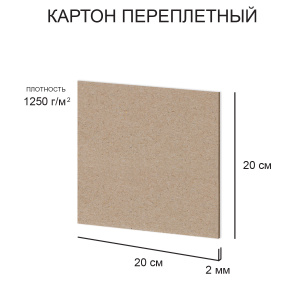 Картон для художественных работа негрунтованный 2 мм 1250 г/м2 20x20 см Love2art