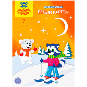 Картон белый А4 7л двусторонний мелованный Мульти-Пульти в папке