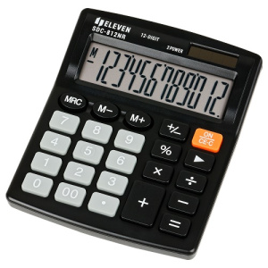 Калькулятор настольный Eleven SDC-812NR 12 разрядов двойное питание 127х105х21мм черный