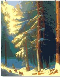 Картина по номерам на холсте 50х40 День в зимнем лесу