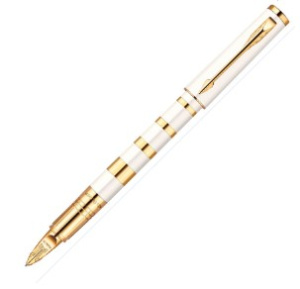 Ручка Parker 5й пишущий узел Ingenuity Ring Slim F503 Pearl and Metal GT черные чернила