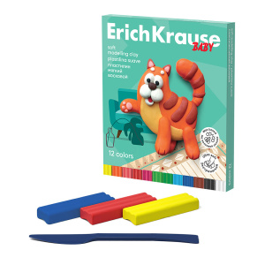 Пластилин восковой 12 цветов ErichKrause Baby мягкий со стеком