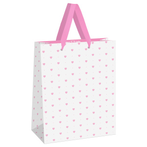 Пакет подарочный 26x32x12см MESHU Hearts pattern
