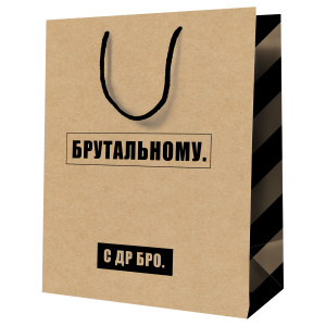 Пакет подарочный 26x32x12см MESHU Брутальному крафт