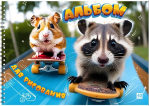Альбом для рисования 40л на гребне Гонка на скейтах 100 г/м