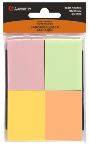 Бумага с клеевым краем 50х38мм 200л пастельные цвета Lamark