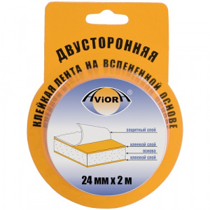Скотч двухсторонний на вспененной основе Aviora 24ммх2м 