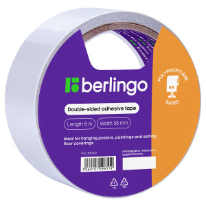 Скотч двусторонний Berlingo 38ммx8м основа-полипропилен, прозрачный
