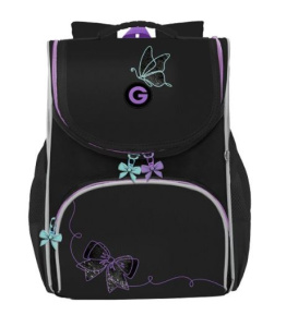 Рюкзак школьный с мешком (RAm-584-8/1 черный - лаванда)