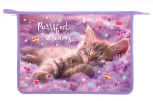 Папка для тетрадей Пластиковая А4 МЯУ-СТОРИ 1 отделение 245х340х40мм на молнии