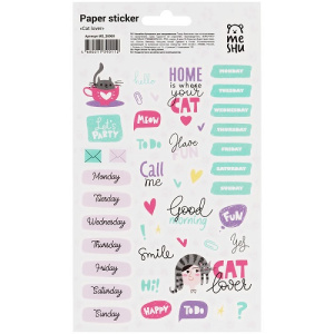 Наклейки бумажные для ежедневников MESHU Cat lover 12х21см