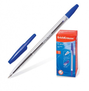 Ручка шариковая 1,0 мм синие чернила ErichKrausе R-301 