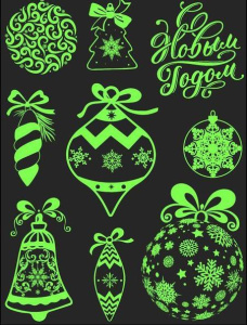 Светящаяся наклейка Елочные игрушки 21х29,7см