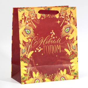 Пакет подарочный ламинированный 23×27×11,5см С Новым годом 