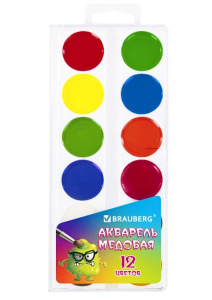 Краски акварельные 12 цв МОНСТРИКИ BRAUBERG 