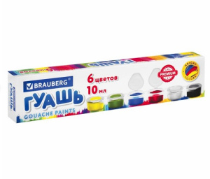 Гуашь BRAUBERG PREMIUM 6цв по 10 мл
