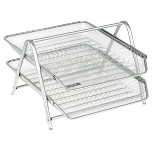 Лоток для бумаг горизонтальный СТАММ 2 секции металл серебристый