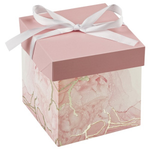 Коробка складная подарочная MESHU Pink marble 15х15х15см с лентой