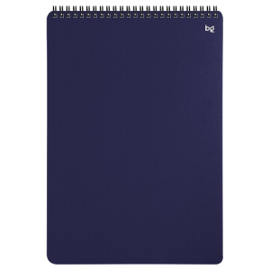 Блокнот А4 80л на гребне BG Base пластиковая обложка синий
