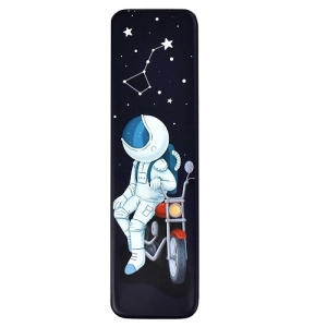 Пенал 1 отделение металл 200х56х15 мм  Космонавт у мопеда