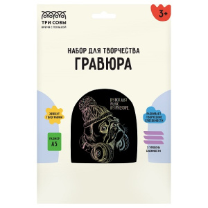 Гравюра А5 с голографическим эффектом Меломан ТРИ СОВЫ