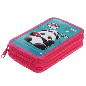 Пенал 2 отделения Нatber Плюшевые панды с таблицей умножения