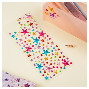 Наклейки акриловые 25х10см Shiny stars MESHU стразы 137 наклеек