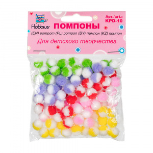 Помпоны 10мм 100шт ассорти Hobbius