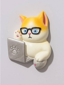 Магнит из смолы на холодильник GIRLY Умный кот 5,5 x 4,5