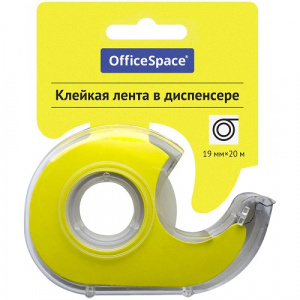 Скотч 19ммх20м OfficeSpace прозрачная в пластиковом диспенсере