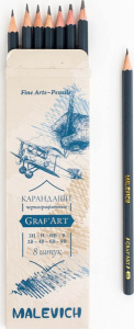 Набор чернографитных карандашей Малевичъ Graf'Art, 8 шт    