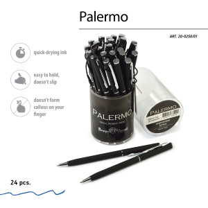 Ручка шариковая present 0,7 мм синие чернила Palermo BrunoVisconti черный метал корпус